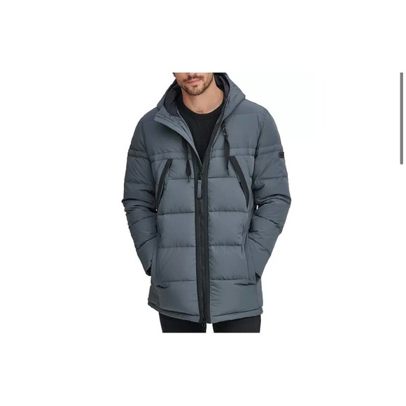 Andrew Marc Men's Mid Length Hooded Down Jacket - Picture 6 of 12
